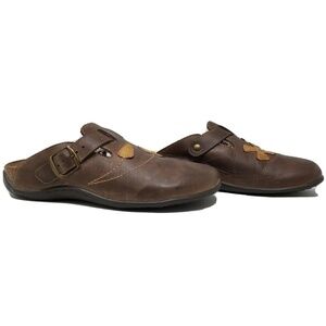 WEIL Brown Leather Mule Flats Shoes